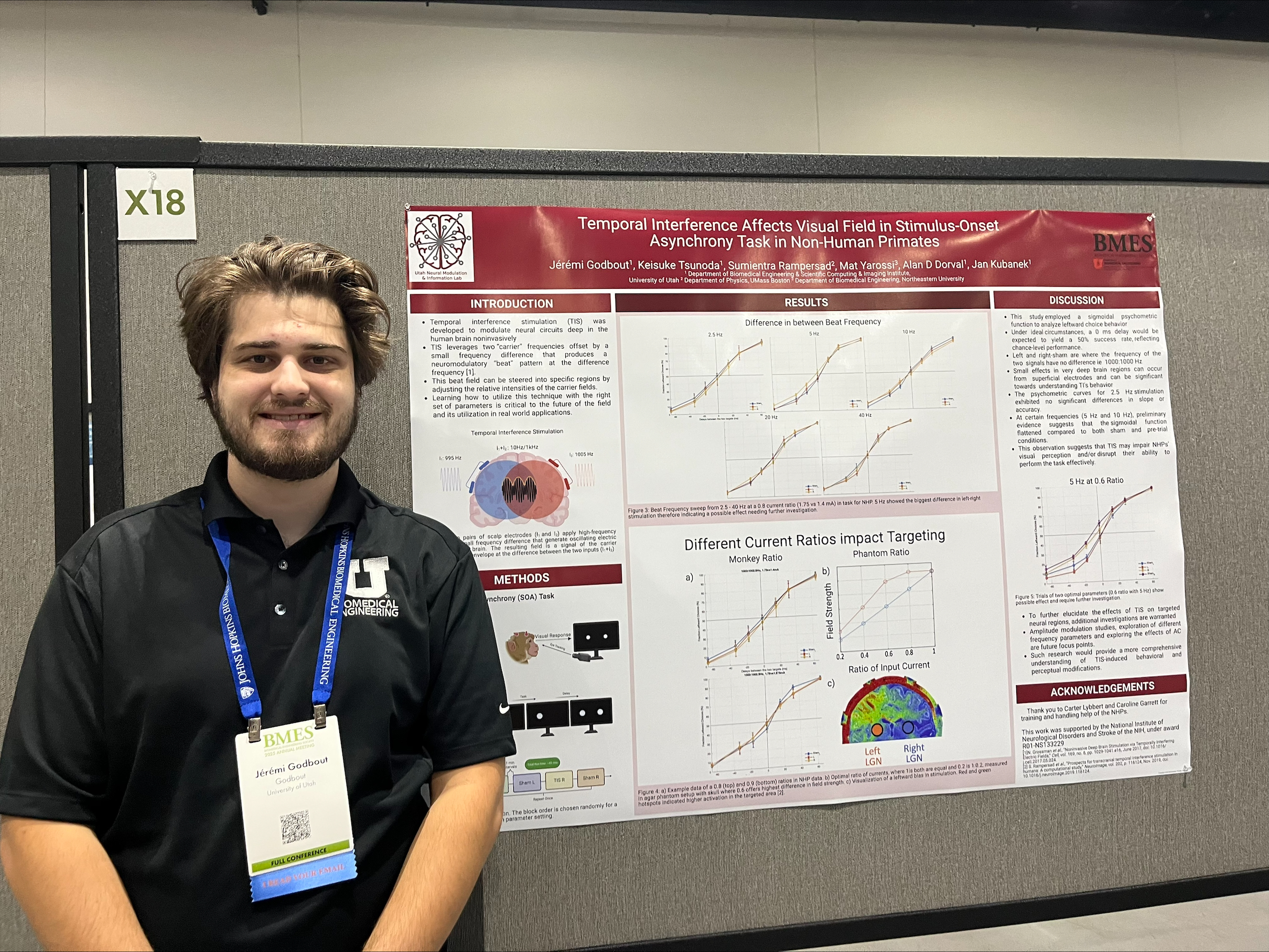 BME Graduate Student Jeremi Godbout presenting his poster presentation at the BMES conference.
