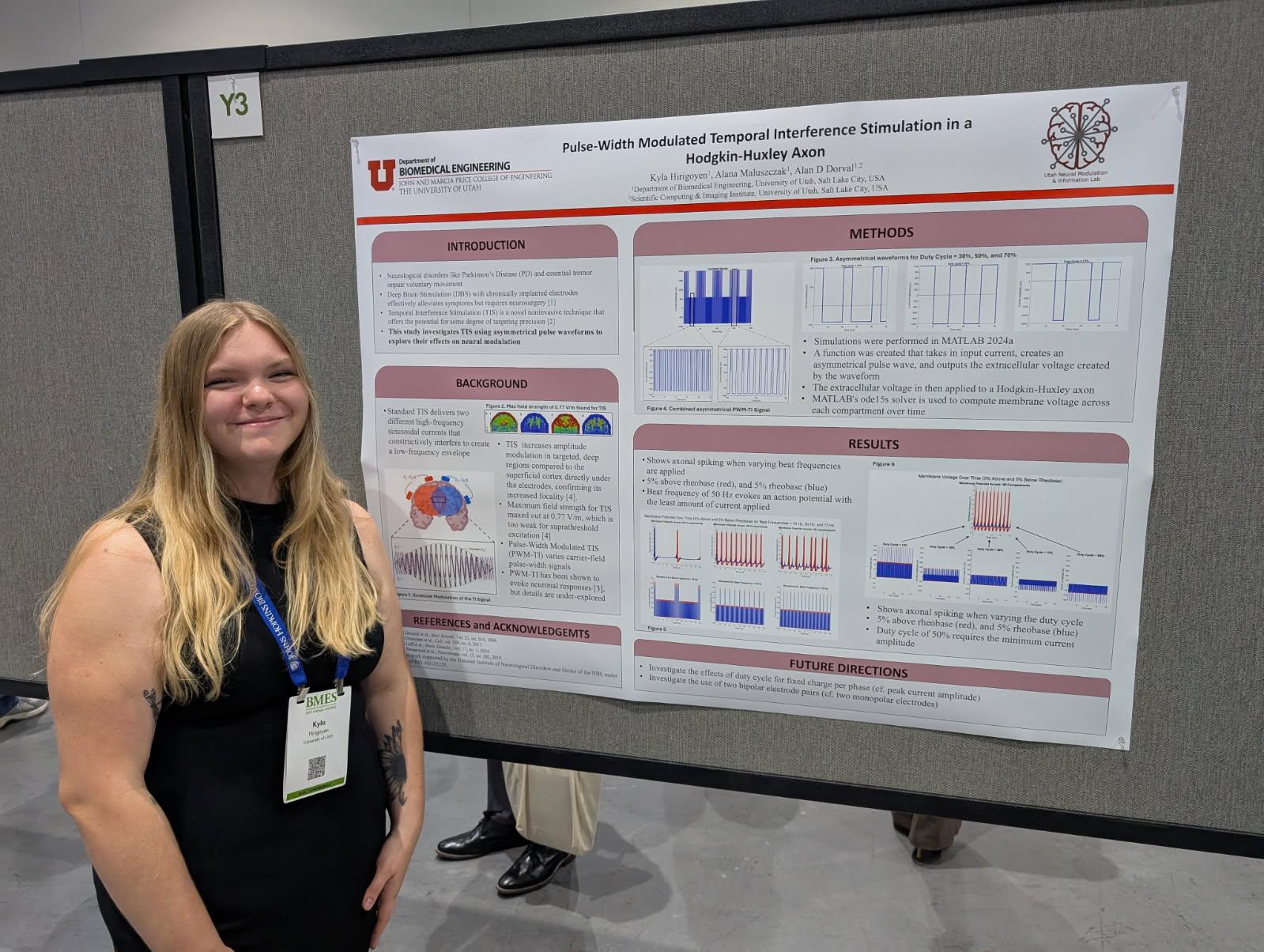 BME Undergraduate Student, Kyla Hirogoyen, presenting her poster presentation at the BMES conference.